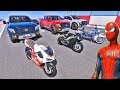 SUPER CARROS e MOTOS com HOMEM ARANHA e HERÓIS na Mega Rampa - IR GAMES