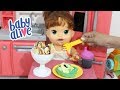 BABY ALIVE SARA HORA DA JANTA -PREPARANDO COMIDINHAS PARA BONECA MACARRÃO SUCO E SORVETE