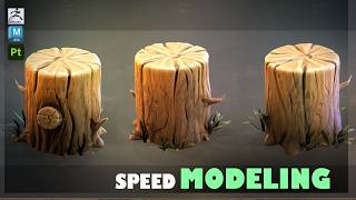 Modeling and Texturing a Stylized Tree Stump with Maya 2025 Zbrush and Substance Painter V2