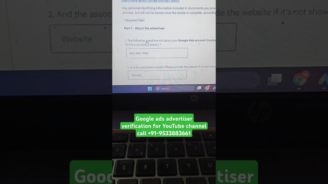 Google ads verification for YouTube channel business operation verification 2024