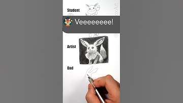 Veeeeeee! Daddy vs Artist how to draw Eevee. #anime #pokemon #shorts