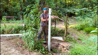 Hand drilling an 18’ well with 4” pipe