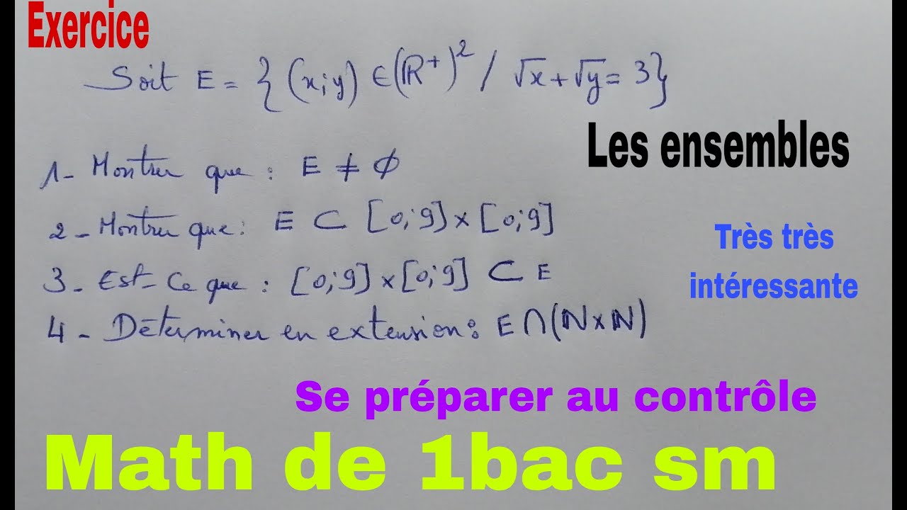 les ensembles.....exercice corrige ....math de 1bac sm
