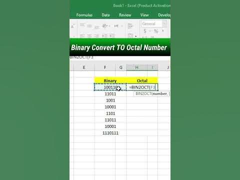 Binary Convert To octal Number in excel || Bin2oct Function in excel # ...