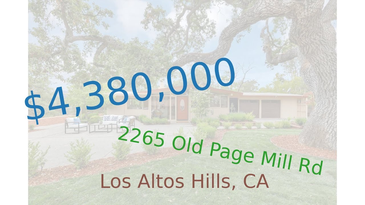 4,380,000 home for sale in Los Altos Hills, CA (2265 Old Page Mill Rd