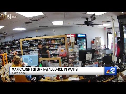 Tequila thief steals bottle of alcohol by sliding it in his sweatpants