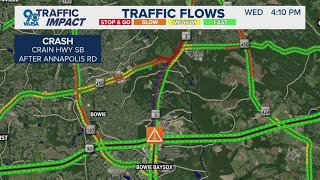 Crain Highway remains closed hours after Wednesday morning crash