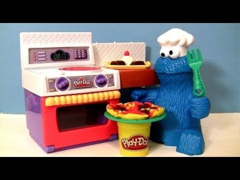 PLAY DOH Chef Cookie Monster Eating Letter Lunch Pizza From Play-Doh Meal Making Kitchen Baking Toy