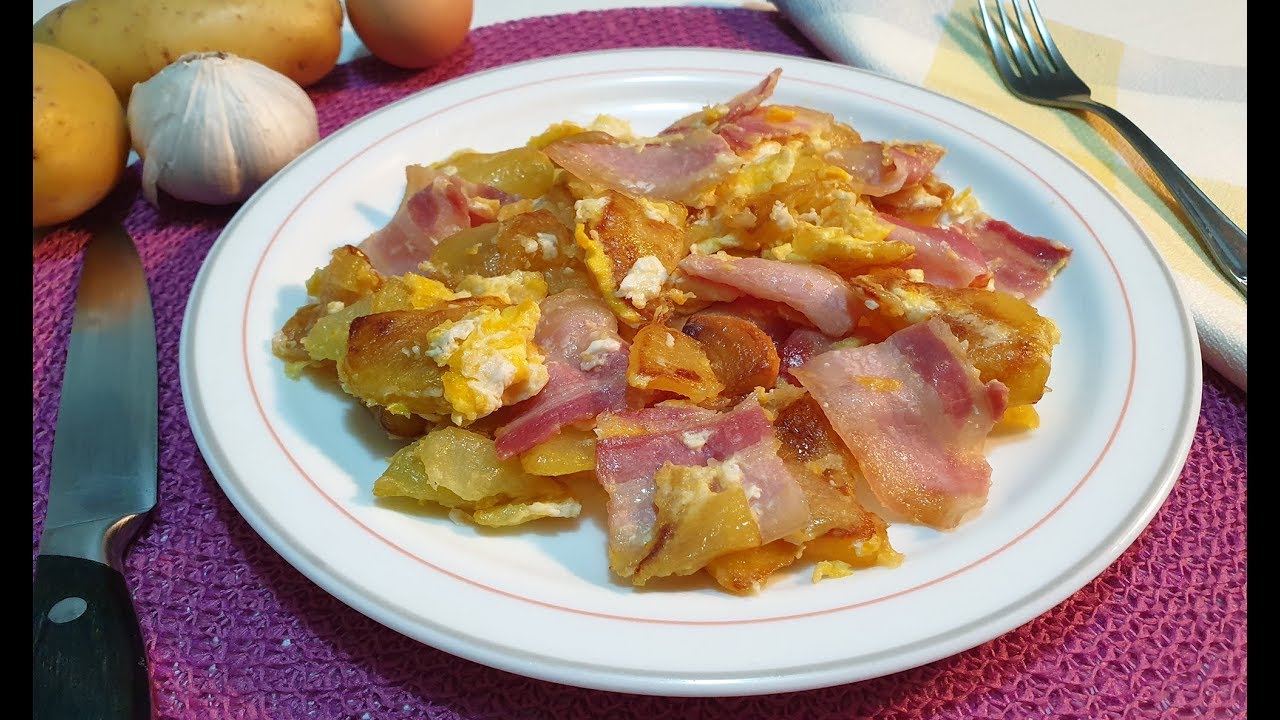 Como hacer un revuelto de PAPAS con  BACON  || cocina con rock