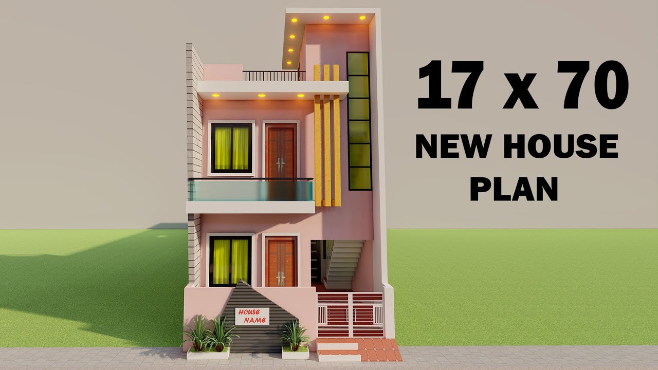 3D house design,new makan ka naksha,17 by 70 5 Bedroom house plan ...