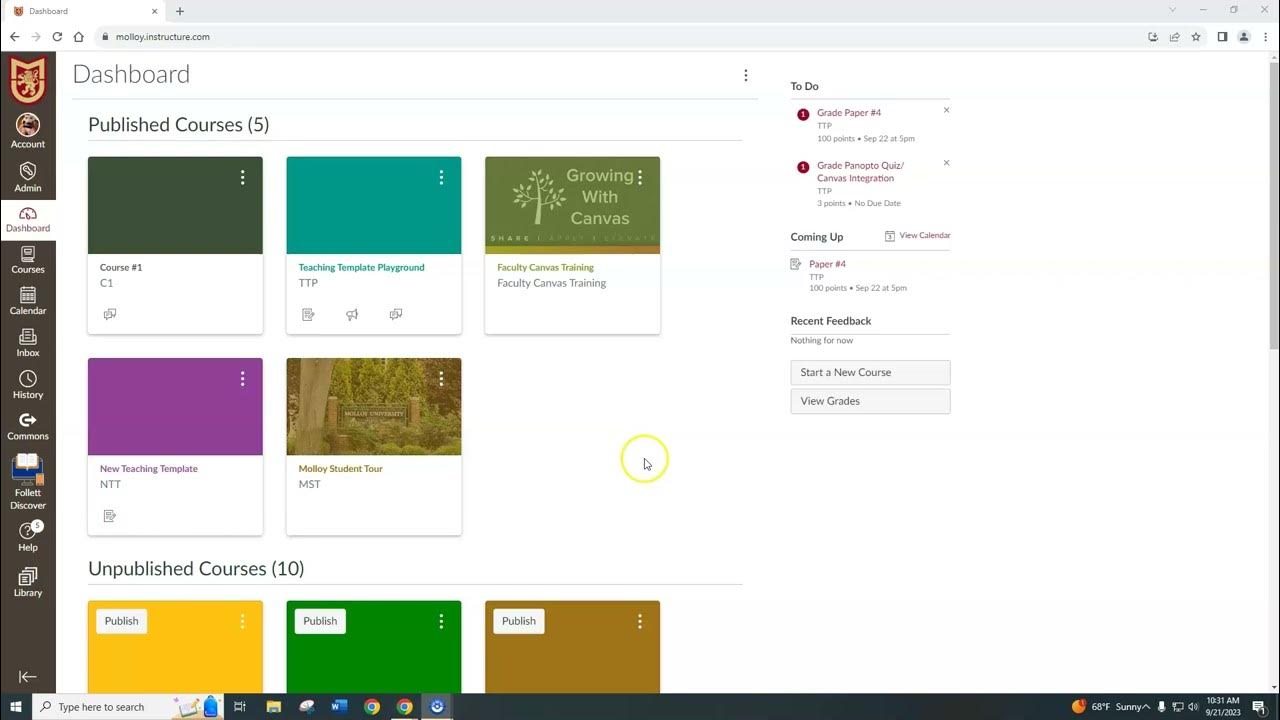 Molloy University TLS How To A Copy Canvas Course YouTube