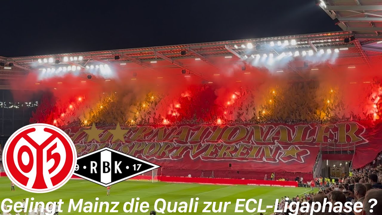 1.FSV Mainz 05 - Rosenborg Trondheim | Choreo & Pyroshow, FSV dreht Hinspiel und feiert ECL-Quali