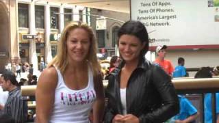 Gina Carano and Cris Cyborg Outside Madison Square Garden