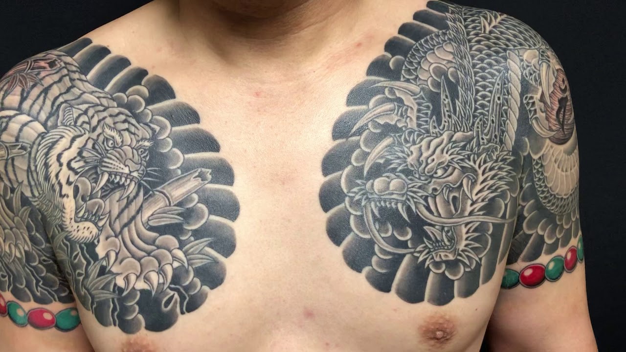 刺青師二代目江戸光の龍虎と数珠の作品です Youtube
