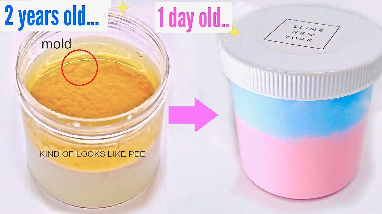 2 Year Old Slime VS 1 Day Old Slime! **Fixing 2 Year Old Slime!** How did they change?!