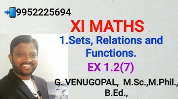 11th maths|exercise 1.2 Q no 7| chapter 1| Sets,Relations and Functions.