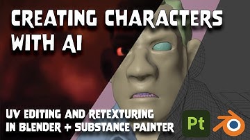 Creating Characters with AI - UV editing + Texturing in Blender + Substance Painter
