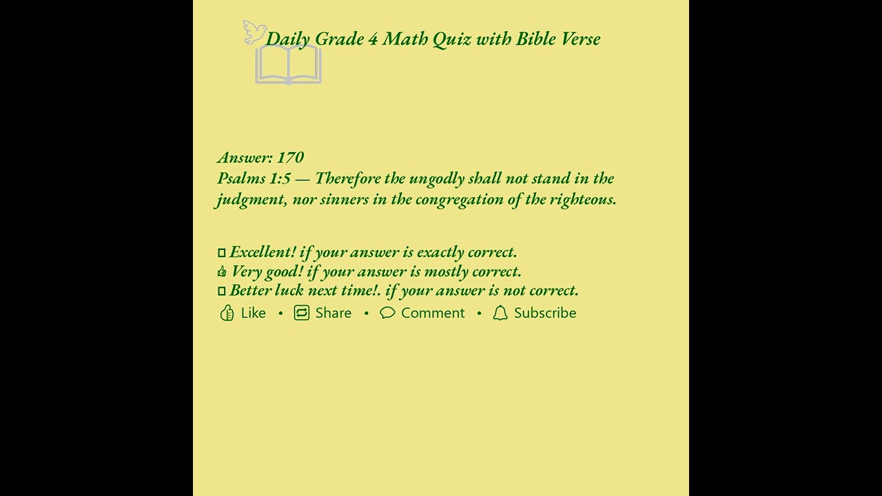 Grade 4 Daily Math Quiz With Bible Verse 5Q Dec 28 2025