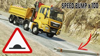 BeamNG Drive  Cars vs 100 Speed Bumps (High Speed)