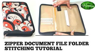 Zipper File Folder Cutting And Stitching|Simple Document Organizer Making At Home #jutefilefolder