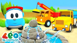 Construction d’une fontaine ⛲ Dessin animé éducatif pour enfants | Léo le camion curieux