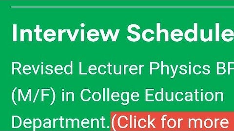 SPSC Announced Revised Interview Schedule For Lecturer Physics BPS 17 M/F #spsc #lecturer #physics