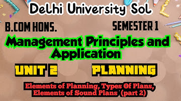 Introduction to Planning Part 2 Lesson 5 l Unit 2 l Planning l Management Principles and Application
