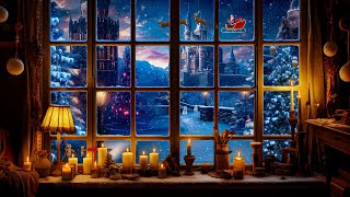 Winter Castle Magic Christmas Ambience | Snowstorm & Wind Sounds For Sleeping with Fireplace