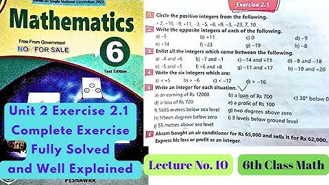 6th Class Math | Exercise 2.1 | Introduction to Integers | NTS | ETEA | PST | CT | PET | DM