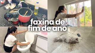 FAXINA DE FIM DE ANO 🥵🧹 a faxina mais pesada do ano | lavei e organizei tudo | 9 horas de faxina!