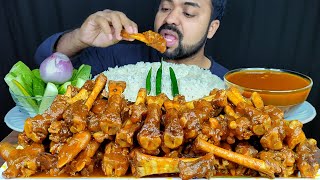 HUGE SPICY MUTTON PAYA CURRY, RICE, PAYA GRAVY, SALAD, CHILI MUKBANG EATING SHOW | BIG BITES |