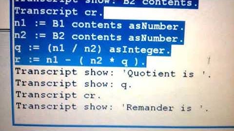 Squeak/ Smalltalk GUI program  to divide numbers.