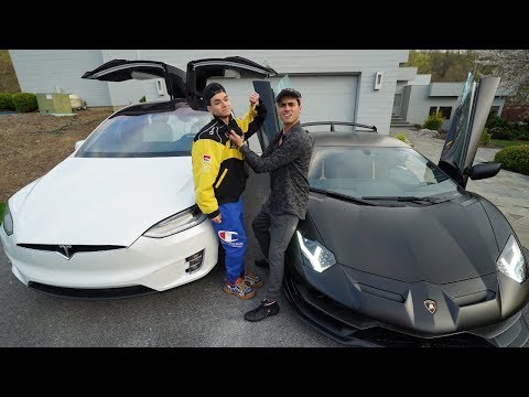 I RACED MY BROTHER FOR $10,000! (Lamborghini Aventador SVJ vs Tesla Model X)