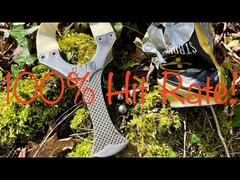 100% hit rate at 22yds With a Slingshot.