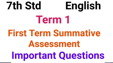 7th Std - English | Term 1 - First Term Summative Assessment | Important Questions