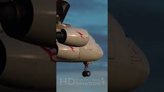 Qantas Airbus A380 SUNRISE Landing at Melbourne Airport Australia