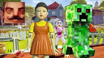 Hello Neighbor - My New Neighbor Big Creeper Minecraft Act 2 Door Gameplay Walkthrough