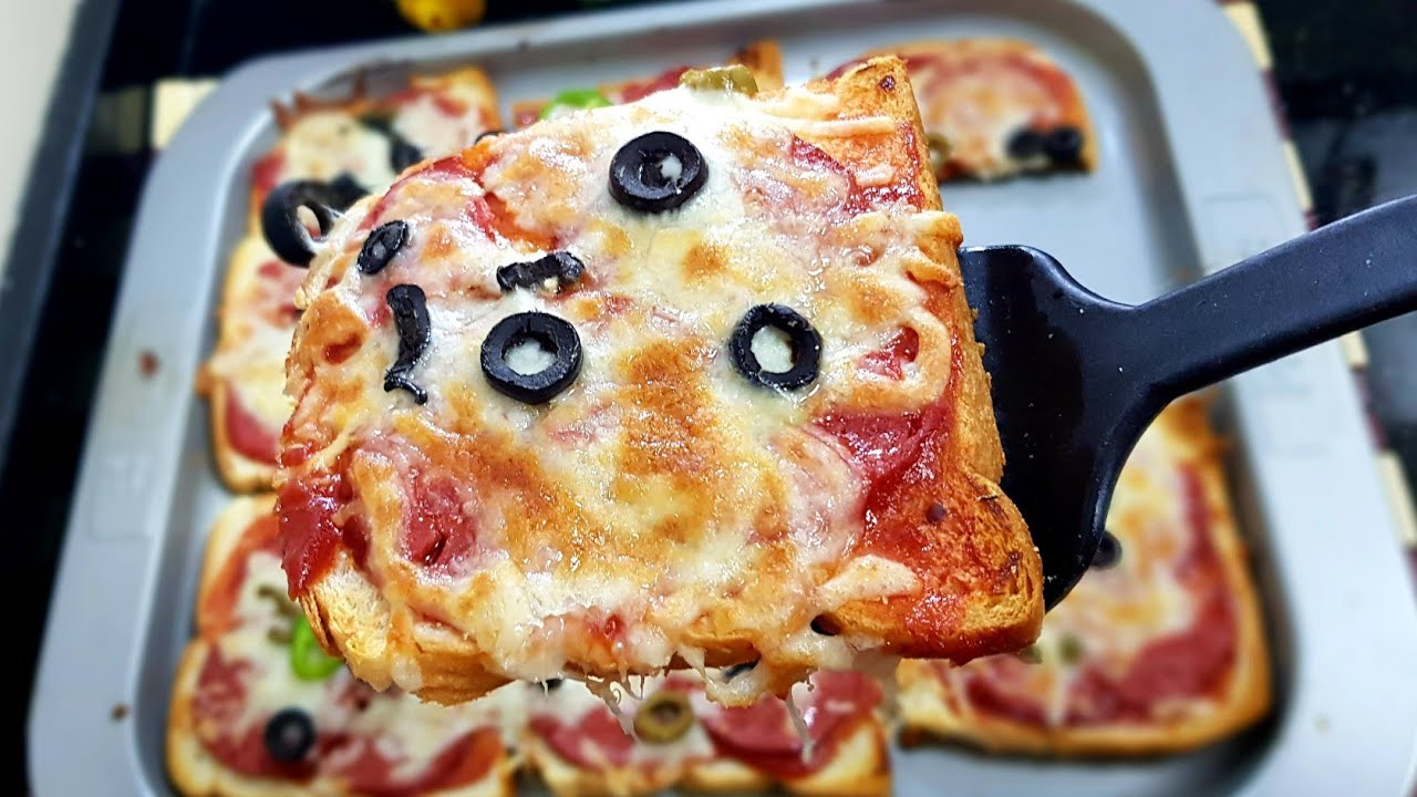 بيتزا بدون عجن ولا فرد فى 3 دقايق هنعمل بيتزا التوست وجبه عشا أو فطار سهله وسريعه