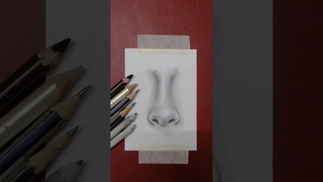 Easy drawing nose with B6 pencil 