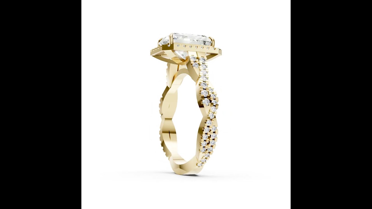Radiant Cut Diamond Halo with Twisted Pave Ring