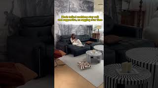 Black Leather Electric Extendable Sofa Review Remote Control Adjustable Headrest #ElectricSofa