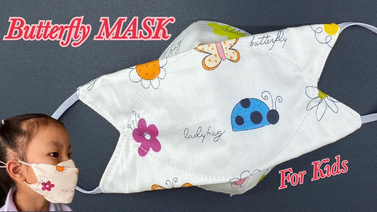 New Style!! DIY Butterfly Face Mask for Kids 3 Layers How to Make