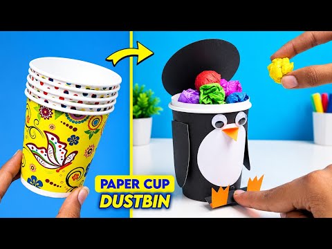 I Turned Paper Cups Into a Cute Penguin Dustbin! 🐧♻️ | How to Make DIY Paper Cup Craft