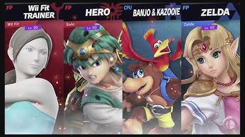 Super Smash Bros Ultimate Amiibo Fights – Request #15448 Wii Fit & Solo vs Banjo & Zelda