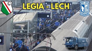 LEGIA - LECH POZNAŃ: Przyjazd kibiców Lecha do Warszawy, przejazdy alarmowe i akcja Policji