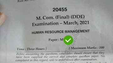 2021 Mdu MCom DDE Reappear Final Year Human Resource Management Question Paper