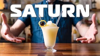 SATURN - a FROZEN passionfruit tiki drink from the space age!