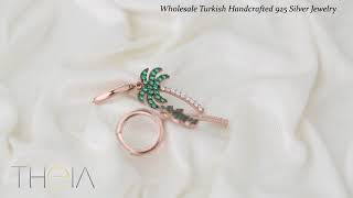 Palm Tree Dangle Earring Turkish Wholesale Handmade 925 Sterling Silver Jewelry