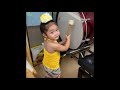 This cute girl loves to play music instruments