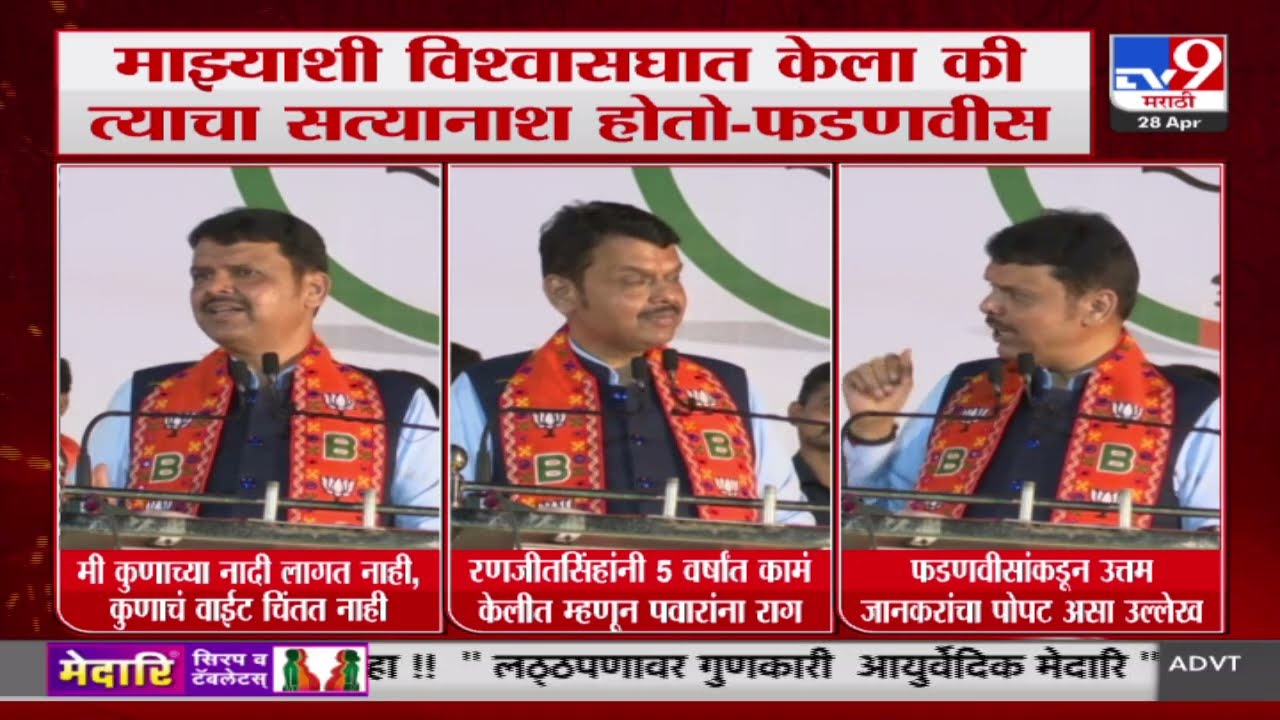 Devendra Fadnavis | माझ्याशी विश्वासघात केला की त्याचा सत्यानाश होतो - फडणवीस